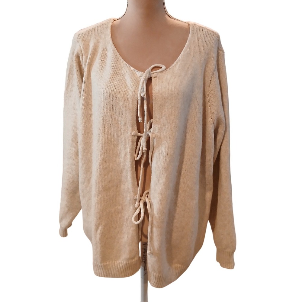 Maurices Cream Front Tie Cardigan Sweater Plus Size 4X Soft Cream Womans New